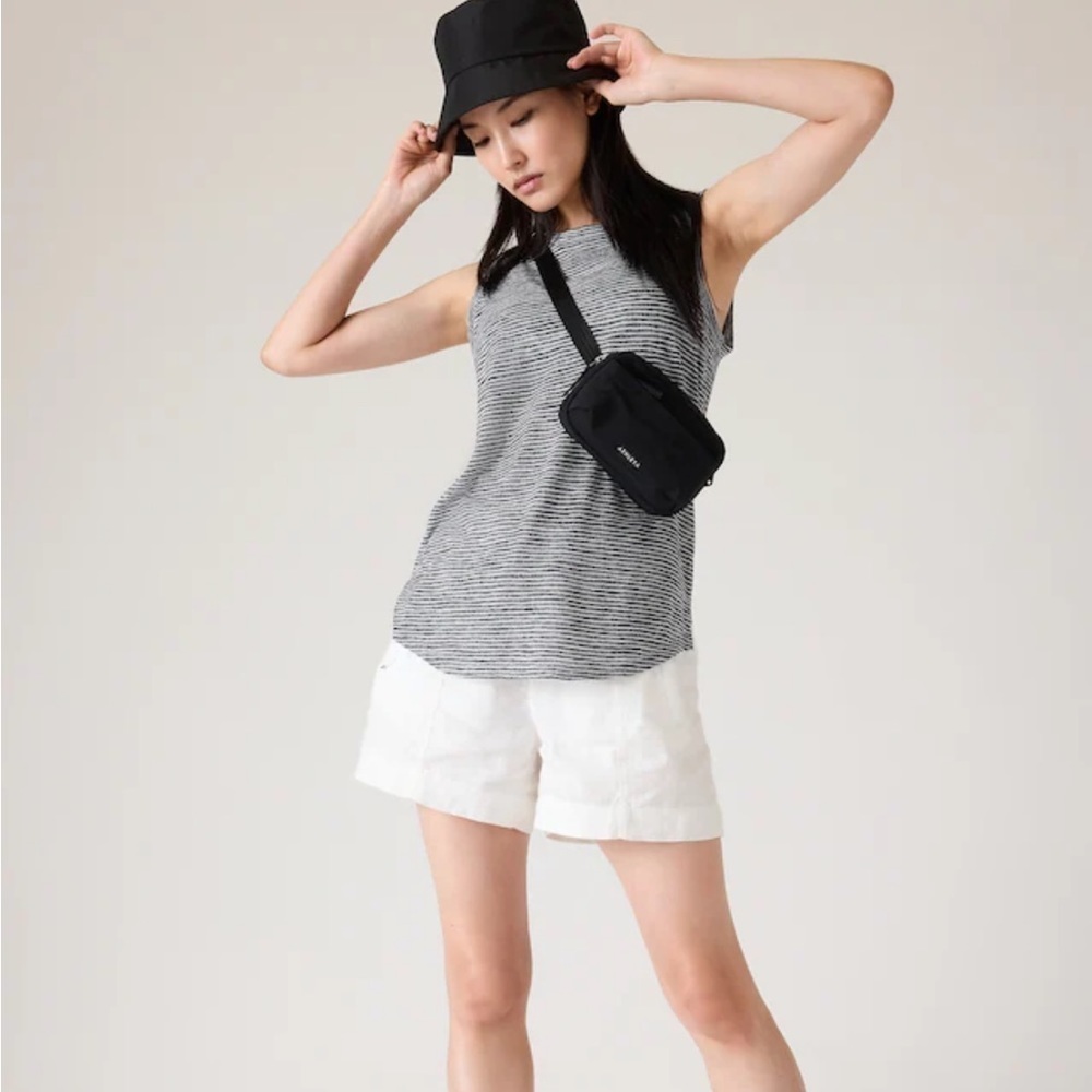 Athleta Heathered Blue Grey Striped Scoop Neck Tank Size XL - Picture 10 of 10